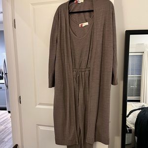 Free People BiCoastal Jumpsuit and Cardigan Set Taupe